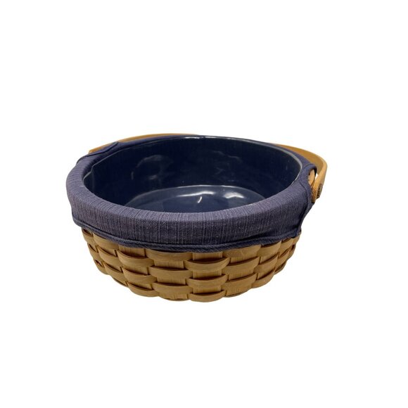 Taskets Renaissance Woven Wood Bread Basket Swing Handle Protective Liner - Picture 4 of 6